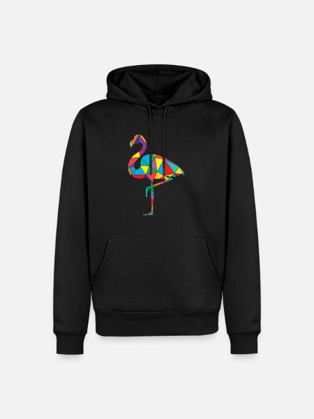 Flamingo Polygon Wild Animal - Männer Premium Bio Hoodie - Schwarz