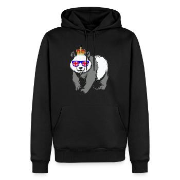 Panda Queen Elizabeth II Couronne britannique - Sweat à capuche Premium bio Homme - noir - Devant - Nico (187cm)