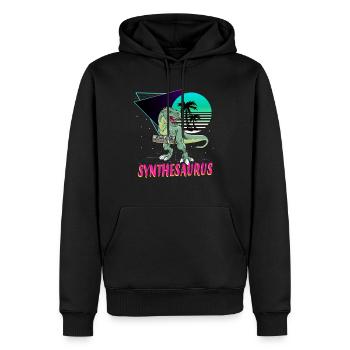 Synthétiseur électronique T-Rex Synthesaurus - Sweat à capuche Premium bio Homme - noir - Devant - Nico (187cm)