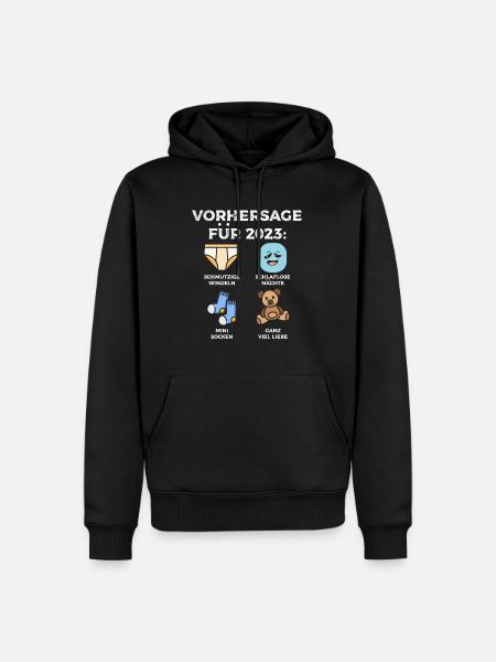 Werdende Eltern Vorhersage für 2023 Werdender Papa - Männer Premium Bio Hoodie - Schwarz