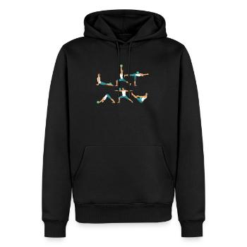 Yoga Bowling Meditation Bowler macht Yoga Übungen - Männer Premium Bio Hoodie - Schwarz - Vorne - Nico (187cm)