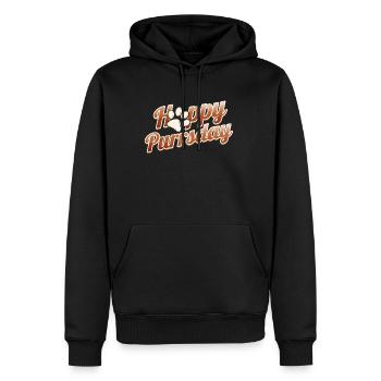 Lettering Happy Purrsday With Cat Paw On Purrsday - Männer Premium Bio Hoodie - Schwarz - Vorne - Nico (187cm)