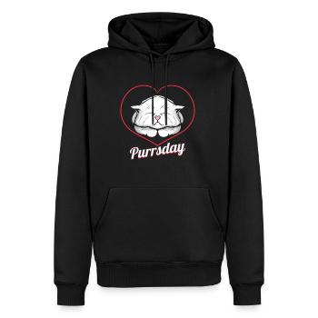 Logo Sleeping Cat In A Heart On Purrsday - Männer Premium Bio Hoodie - Schwarz - Vorne - Nico (187cm)