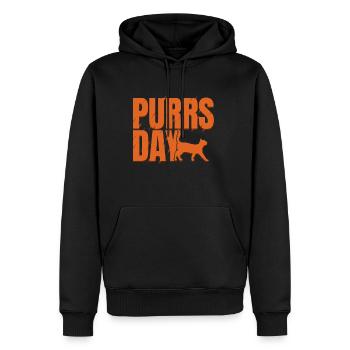 Orange Lettering On Purrsday - Männer Premium Bio Hoodie - Schwarz - Vorne - Nico (187cm)