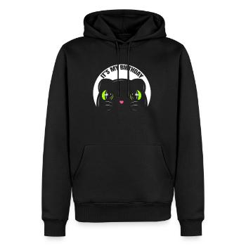 Logo Black Cat's Birthday On Purrsday - Männer Premium Bio Hoodie - Schwarz - Vorne - Nico (187cm)