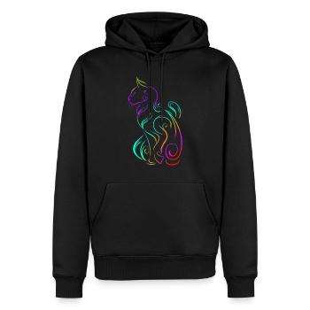 Chat d’ornement coloré dans le style asiatique sur le ronronnement - Sweat à capuche Premium bio Homme - noir - Devant - Nico (187cm)