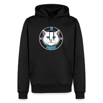 Logo White Cat Saying I'm Purrfect Perfect On - Männer Premium Bio Hoodie - Schwarz - Vorne - Nico (187cm)