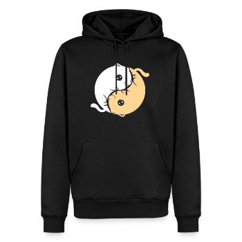 Yin And Yang Cats On Purrsday - Men’s Premium Organic Hoodie - black - Front - Nico (187cm)