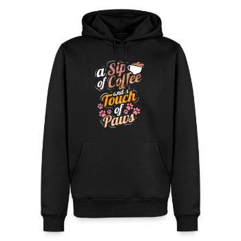 A Sip Of Coffee And A Touch Of Paws On Purrsday - Männer Premium Bio Hoodie - Schwarz - Vorne - Nico (187cm)