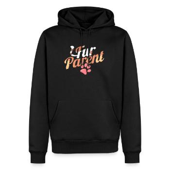 Logo Parent en fourrure avec patte de chat sur ronronnement - Sweat à capuche Premium bio Homme - noir - Devant - Nico (187cm)