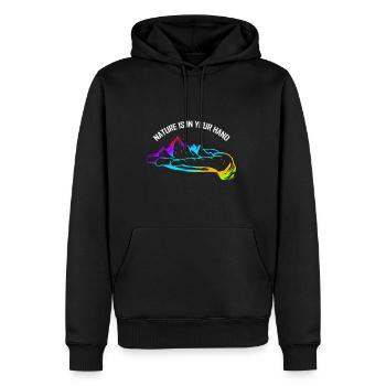 Logo Nature Is In Your Hand With Mountains For - Männer Premium Bio Hoodie - Schwarz - Vorne - Nico (187cm)