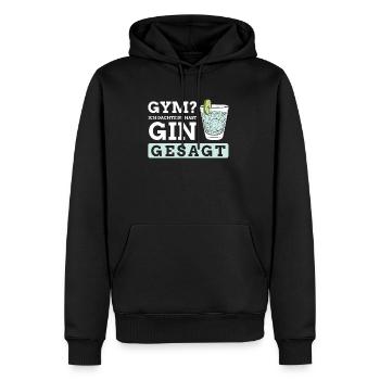Gym? Ich dachte du hast Gin gesagt - Männer Premium Bio Hoodie - Schwarz - Vorne - Nico (187cm)