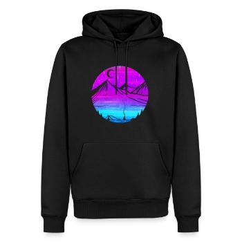 Mountain Silhouette In The Moonlight While Camping - Männer Premium Bio Hoodie - Schwarz - Vorne - Nico (187cm)