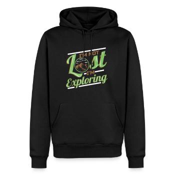 Logo I'm Not Lost I'm Exploring On Camping - Männer Premium Bio Hoodie - Schwarz - Vorne - Nico (187cm)