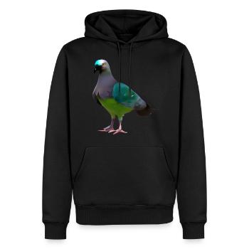 Illustration de pigeon grue - Sweat à capuche Premium bio Homme - noir - Devant - Nico (187cm)