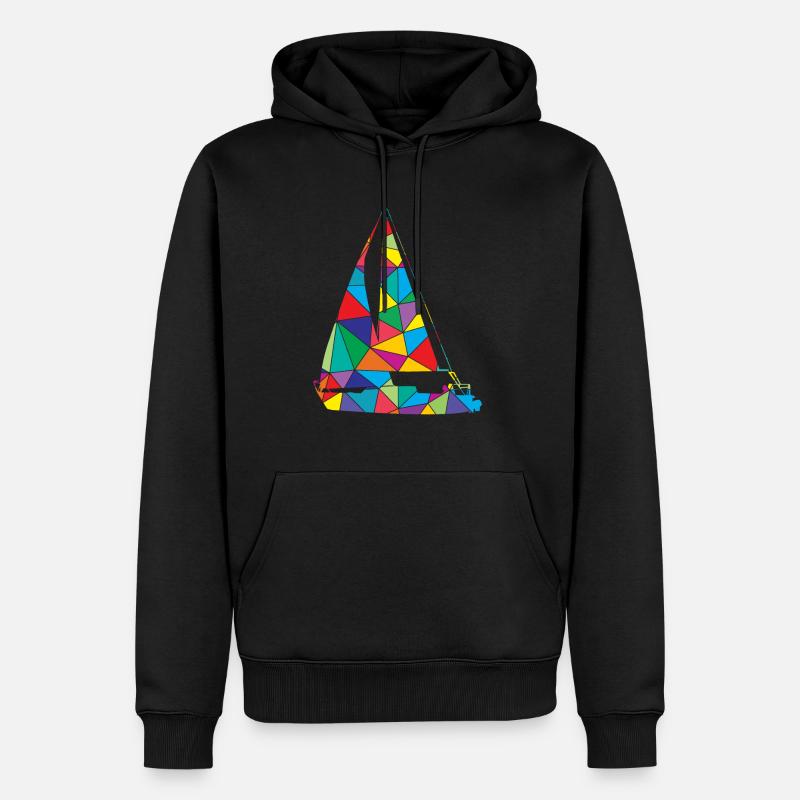 Voilier Low Poly Polygon Sailing - Sweat à capuche Premium bio Homme - noir