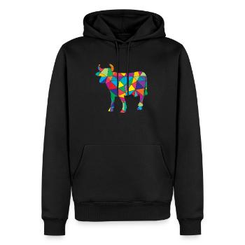 Vache à faible poly géométrie Polygone Vache - Sweat à capuche Premium bio Homme - noir - Devant - Nico (187cm)