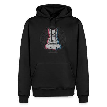 Yoga Katze - Männer Premium Bio Hoodie - Schwarz - Vorne - Nico (187cm)