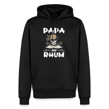Papa Au Rhum Pirate Cadeau de la Fête des Pères - Sweat à capuche Premium bio Homme - noir - Devant - Nico (187cm)
