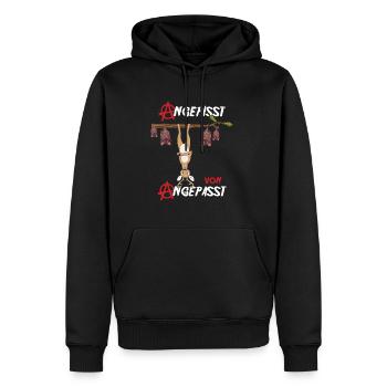 Angepisst von Angepasst Rebell Be Different Hirsch - Männer Premium Bio Hoodie - Schwarz - Vorne - Nico (187cm)