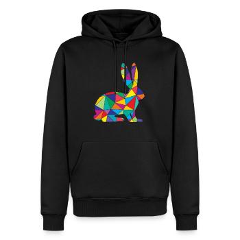 Low Poly Rabbit Géométrie Polygone Lapin - Sweat à capuche Premium bio Homme - noir - Devant - Nico (187cm)