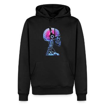 Skull Casque Music Lover Cool Techno Skeleton - Sweat à capuche Premium bio Homme - noir - Devant - Nico (187cm)
