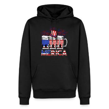 Happy Merica Beer USA American Flag - Männer Premium Bio Hoodie - Schwarz - Vorne - Nico (187cm)