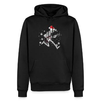 Guitare électrique Squelette avec Guitariste de chapeaux de Noël - Sweat à capuche Premium bio Homme - noir - Devant - Nico (187cm)