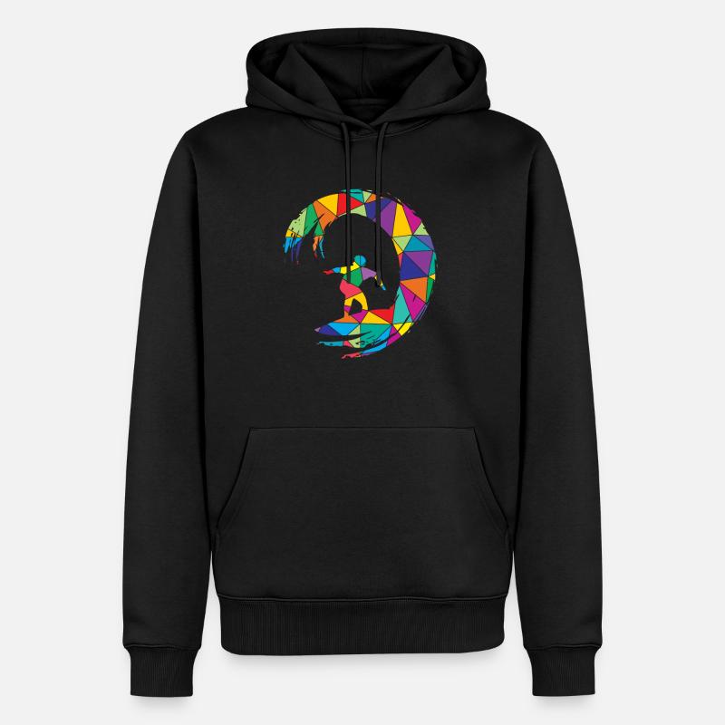 Low Poly Surfer Polygon Surf - Sweat à capuche Premium bio Homme - noir