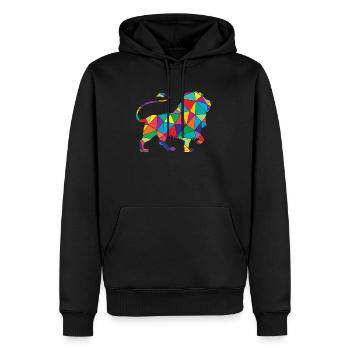 Lion Polygone Low Poly Animal sauvage - Sweat à capuche Premium bio Homme - noir - Devant - Nico (187cm)