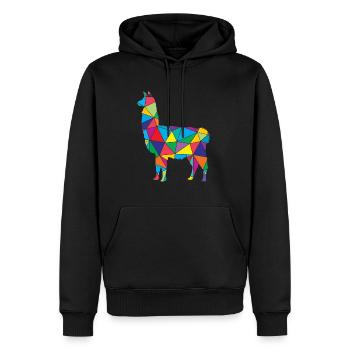 Lama Polygon Low Poly Tier - Sweat à capuche Premium bio Homme - noir - Devant - Nico (187cm)