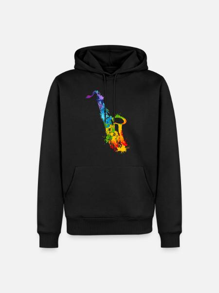 Splash Saxophone Musical Musician Saxophonist - Männer Premium Bio Hoodie - Schwarz
