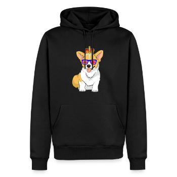 Corgi Hund Queen Elizabeth II Britische Krone - Männer Premium Bio Hoodie - Schwarz - Vorne - Nico (187cm)