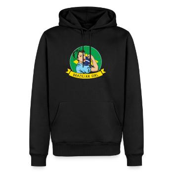 Drapeau de femme brésilienne Cadeau brésilien - Sweat à capuche Premium bio Homme - noir - Devant - Nico (187cm)