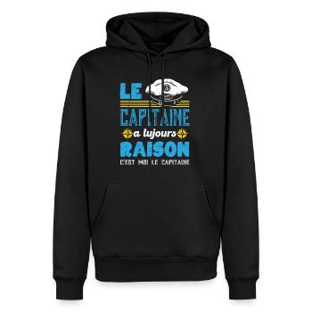 Navire C'est Moir Le Capitaine Voile Cadeau Marin - Sweat à capuche Premium bio Homme - noir - Devant - Nico (187cm)