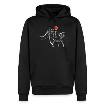 Schwein Herz Händchen Halten mit Schwein - Männer Premium Bio Hoodie - Schwarz - Vorne - Nico (187cm)