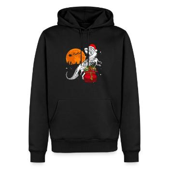 Dinosaure T-Rex Lune Noël - Sweat à capuche Premium bio Homme - noir - Devant - Nico (187cm)