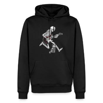 Chat de guitare squelette - Sweat à capuche Premium bio Homme - noir - Devant - Nico (187cm)