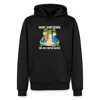 Pinguin Nicht Ansprechen Vor Dem Ersten Kaffee - Männer Premium Bio Hoodie - Schwarz - Vorne - Nico (187cm)