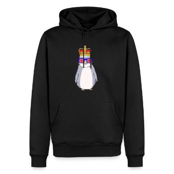 Pingouin Queen Elizabeth II Couronne britannique - Sweat à capuche Premium bio Homme - noir - Devant - Nico (187cm)