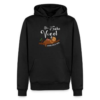 Faultier Der Frühe Vogel kann mich mal - Männer Premium Bio Hoodie - Schwarz - Vorne - Nico (187cm)
