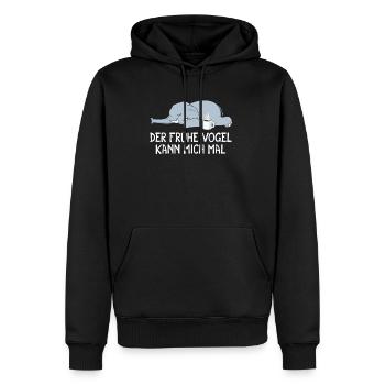 Der Frühe Vogel kann mich mal Elefant Kaffee - Männer Premium Bio Hoodie - Schwarz - Vorne - Nico (187cm)
