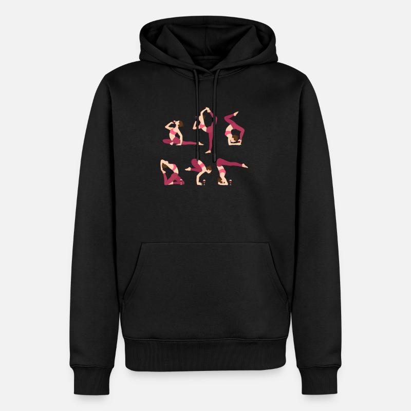 Wein Yoga - Männer Premium Bio Hoodie - Schwarz