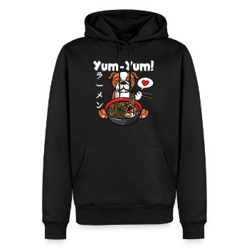 Anime Bulldog Ramen Nouilles Chien Kawaii - Sweat à capuche Premium bio Homme - noir - Devant - Nico (187cm)