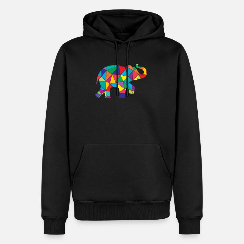 Low Poly Elephant Géométrie Éléphant - Sweat à capuche Premium bio Homme - noir
