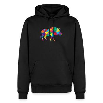 Warzenschwein Polygon Wildschwein - Männer Premium Bio Hoodie - Schwarz - Vorne - Nico (187cm)
