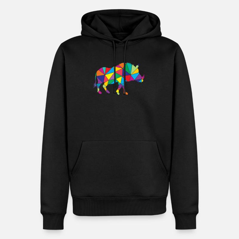 Sanglier polygonal de phacochère - Sweat à capuche Premium bio Homme - noir