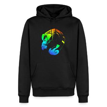 DJ Ape Gorilla Monkey Musique Techno Monkey - Sweat à capuche Premium bio Homme - noir - Devant - Nico (187cm)