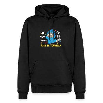 Just Be Yourself - Mops Dino Lustiger Spruch - Männer Premium Bio Hoodie - Schwarz - Vorne - Nico (187cm)