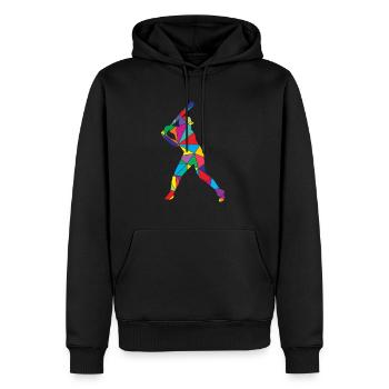 Low Poly Pitcher Schläger Polygon Baseball - Männer Premium Bio Hoodie - Schwarz - Vorne - Nico (187cm)